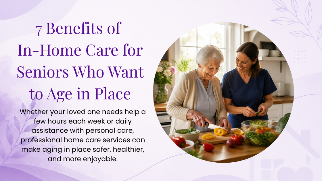 Compassionate caregiver helping an elderly woman prepare a healthy meal in her home one of the Who Want to Age in Place